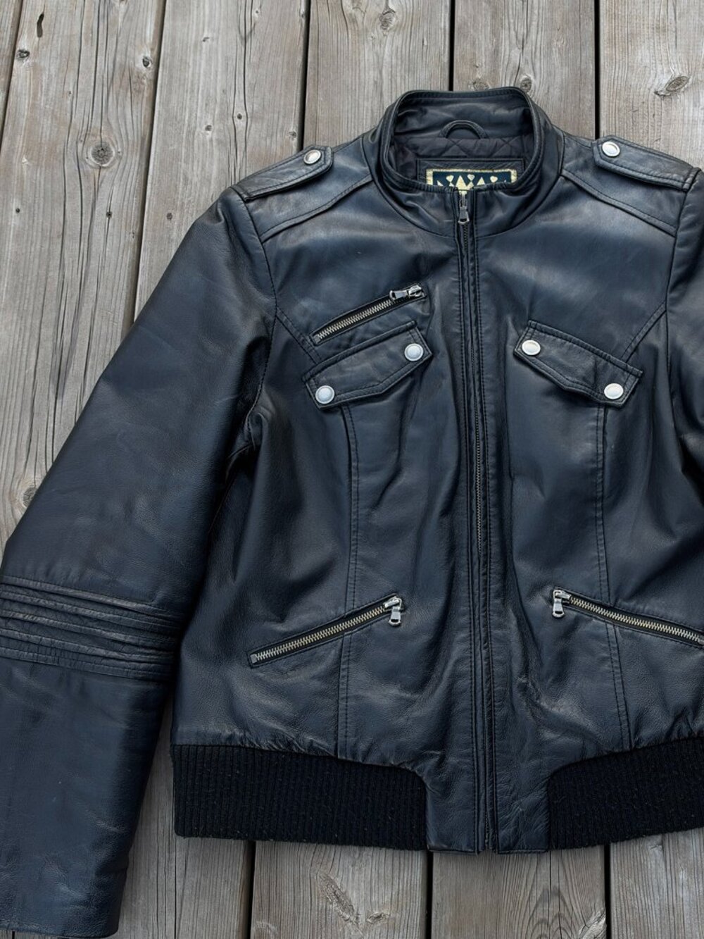 2010s charlotte russe leather bomber jacket